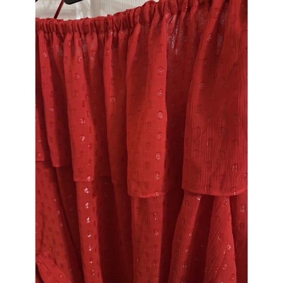 International Concepts INC Red Off Shoulder Polka Dot Shimmering Blouse Size XL - Picture 8 of 14